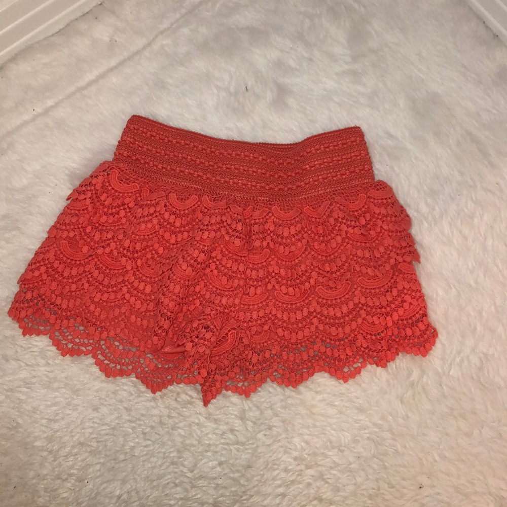 orange ruffle shorts